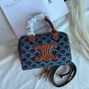 Buy Celine Triomphe Leather Canvas Mini Boston Bag |Bags Dubai - Luxury Master Copy Dubai
