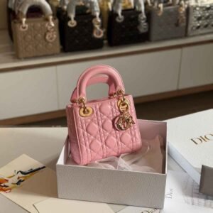 Buy Dior Lady Dior Mini Pink Calfskin Bag | Dubai Luxury Items
