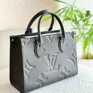 Louis Vuitton Onthego PM Black Giant Monogram Empreinte Leather Tote Bag - Dubai Luxury Items
