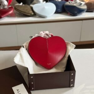 Shop Premium Alaia Le Coeur Grenat Red Calfskin Bag
